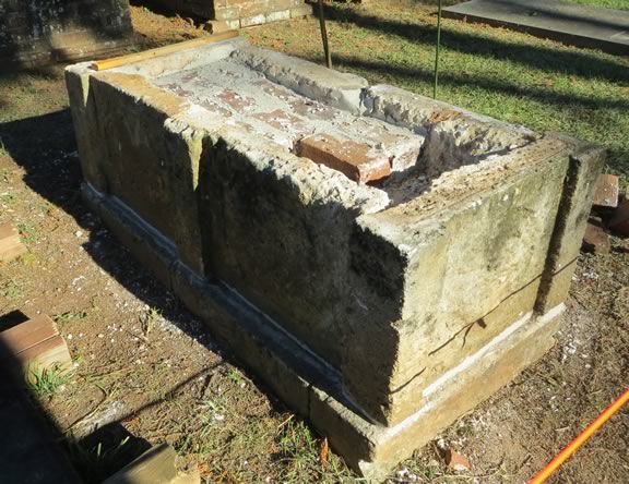 Box grave as it is being repaired